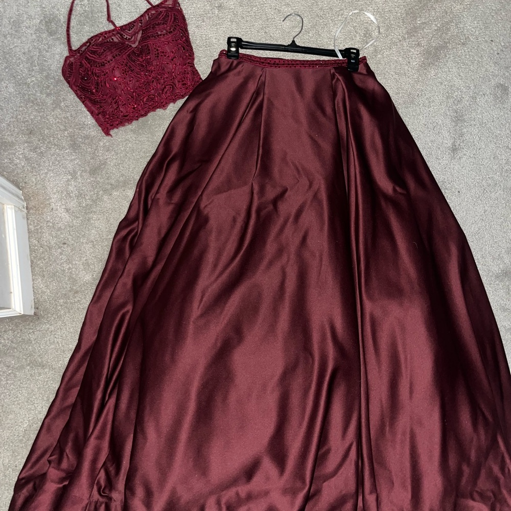 2 Piece Burgundy Ball Gown